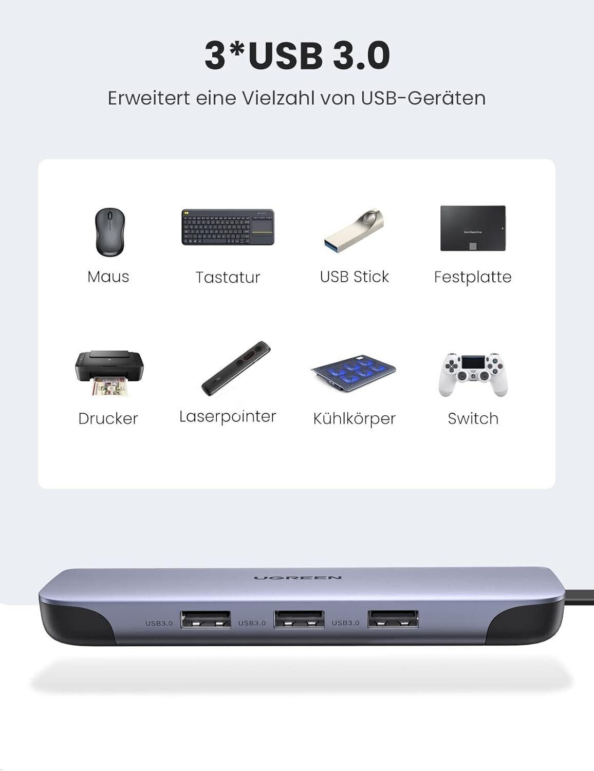 UGREEN USB-C Docking Station 9 in 1 USB C Hub mit HDMI, VGA, 100W PD, Gigabit Et