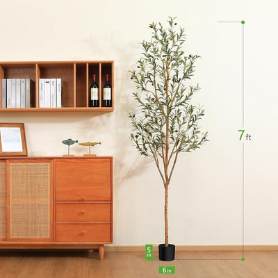 Kazeila Olivenbaum Künstlich Plastikpflanze im Topf für Heimdeko 120cm - 150cm