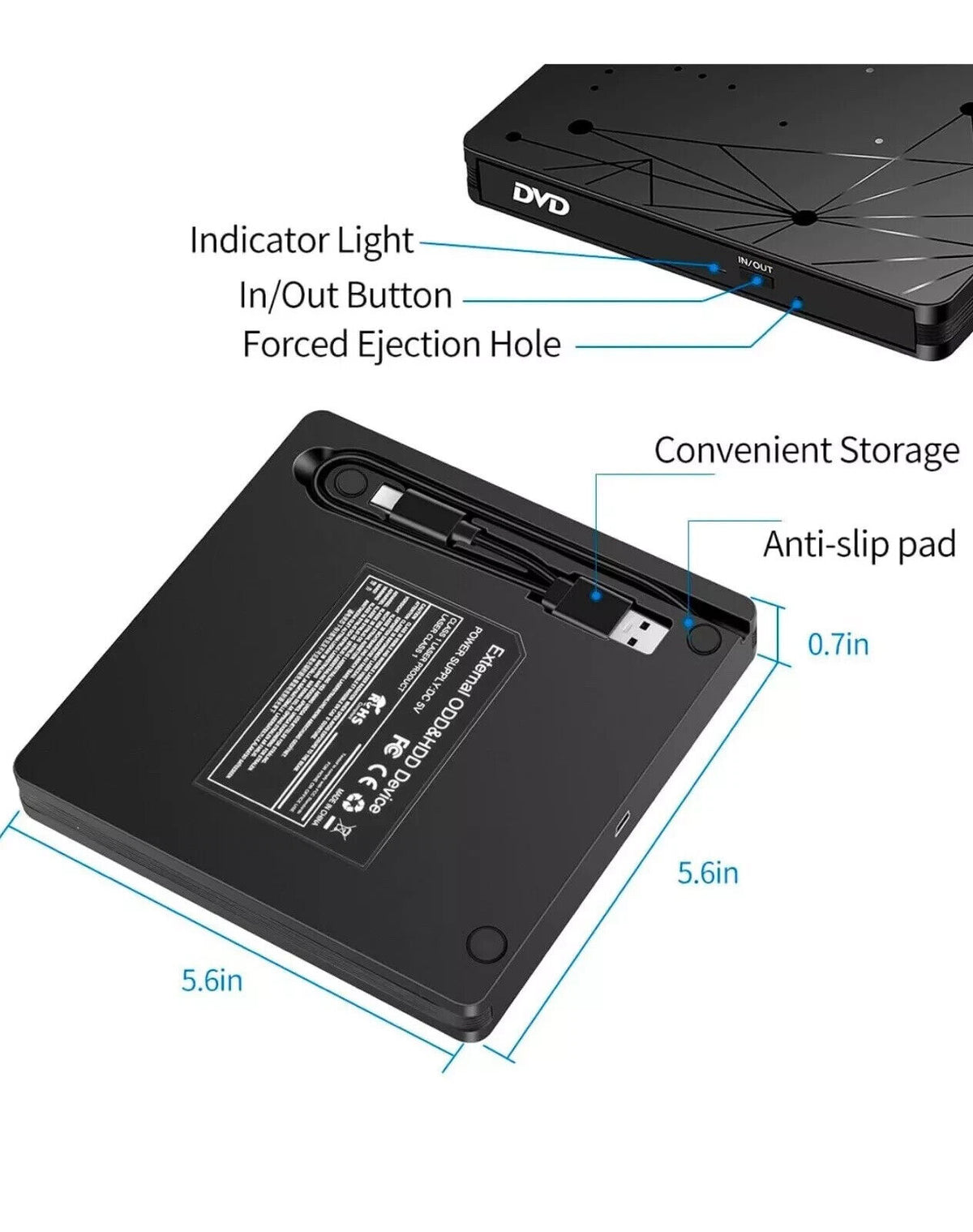 LMEN Externes CD Laufwerk Extern mit USB 3.0 DVD für Laptop PC McBook (3)