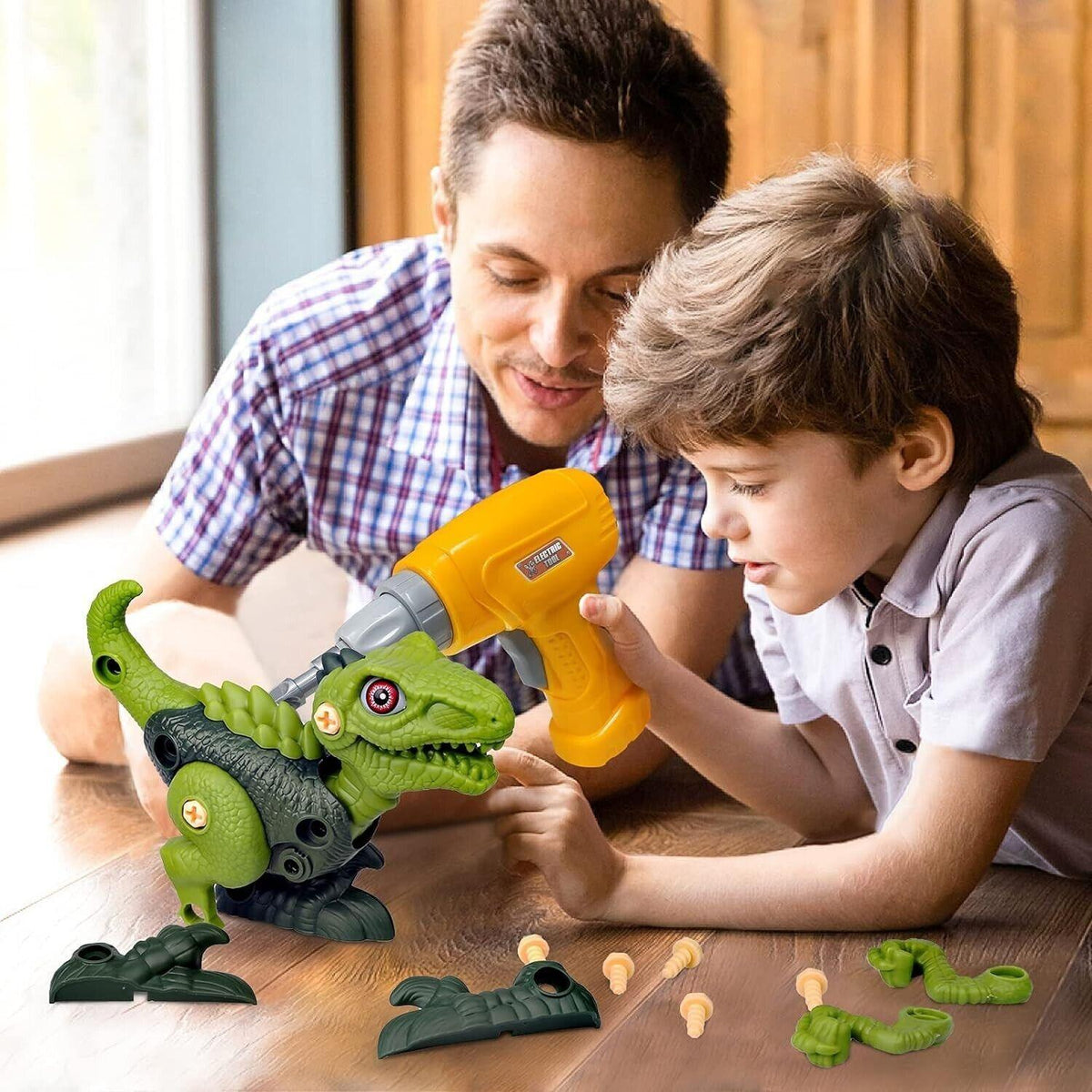 Starpony 3 Dinosaurier-Spielzeuge DIY STEM-Bauspielzeug-Set Kinder Bohrmaschine