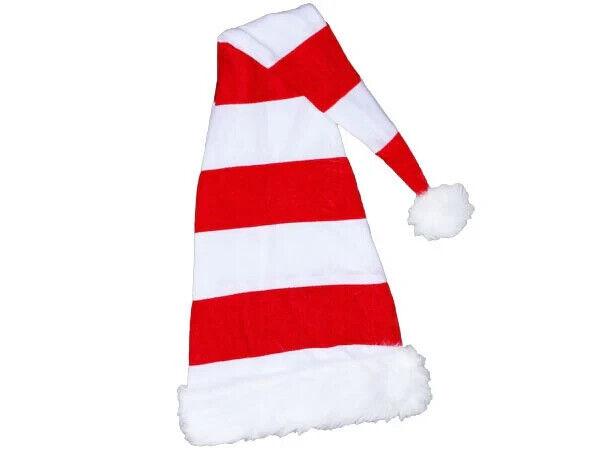 Weihnachtsmütze Nikolaus-Mütze Xmas Christmas rot weiß gestreift 90cm lang 50