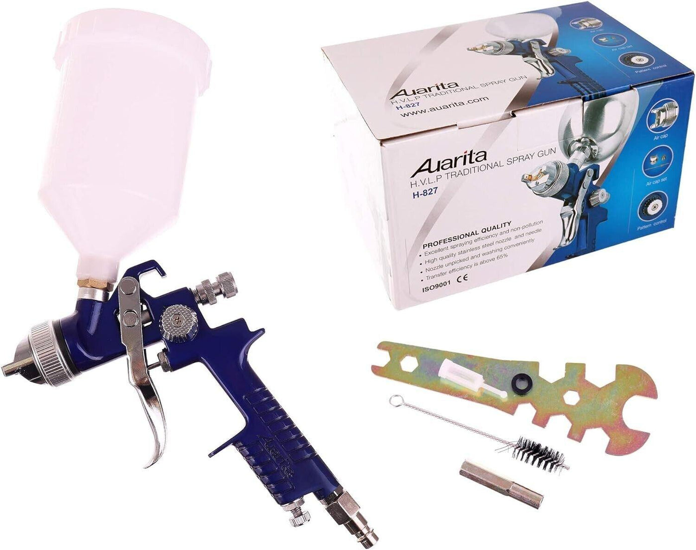 Auarita HP Technology Spritzpistole H-827 BLAU 1,3 mm Düse langlebig 600 ml