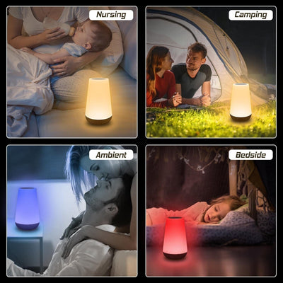 LED Nachttischlampe Nachtlicht Touch RGB mit 13 Farben 5 Helligkeitsstufen (A3)