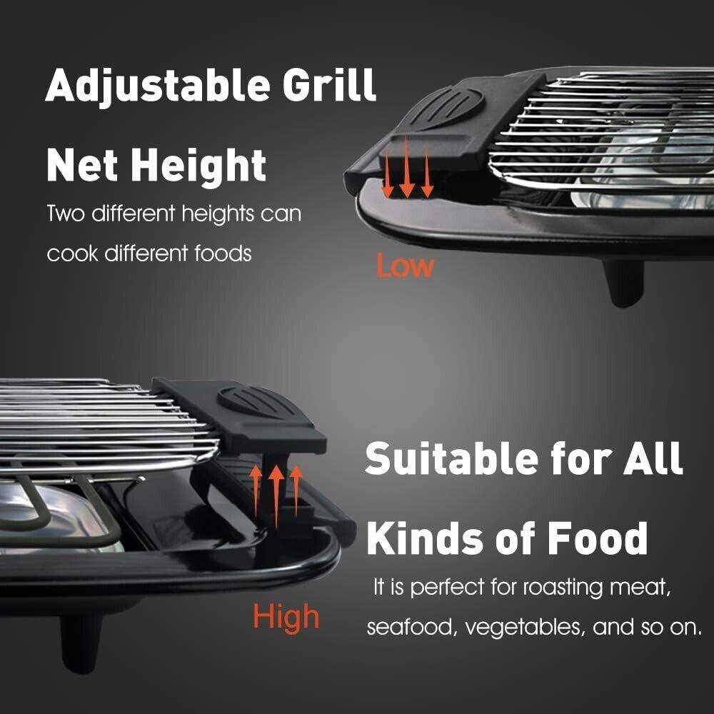 HengBO Elektrogrill Tischgrill Elektrogrill 2000W Kontaktgrill mit Thermostat