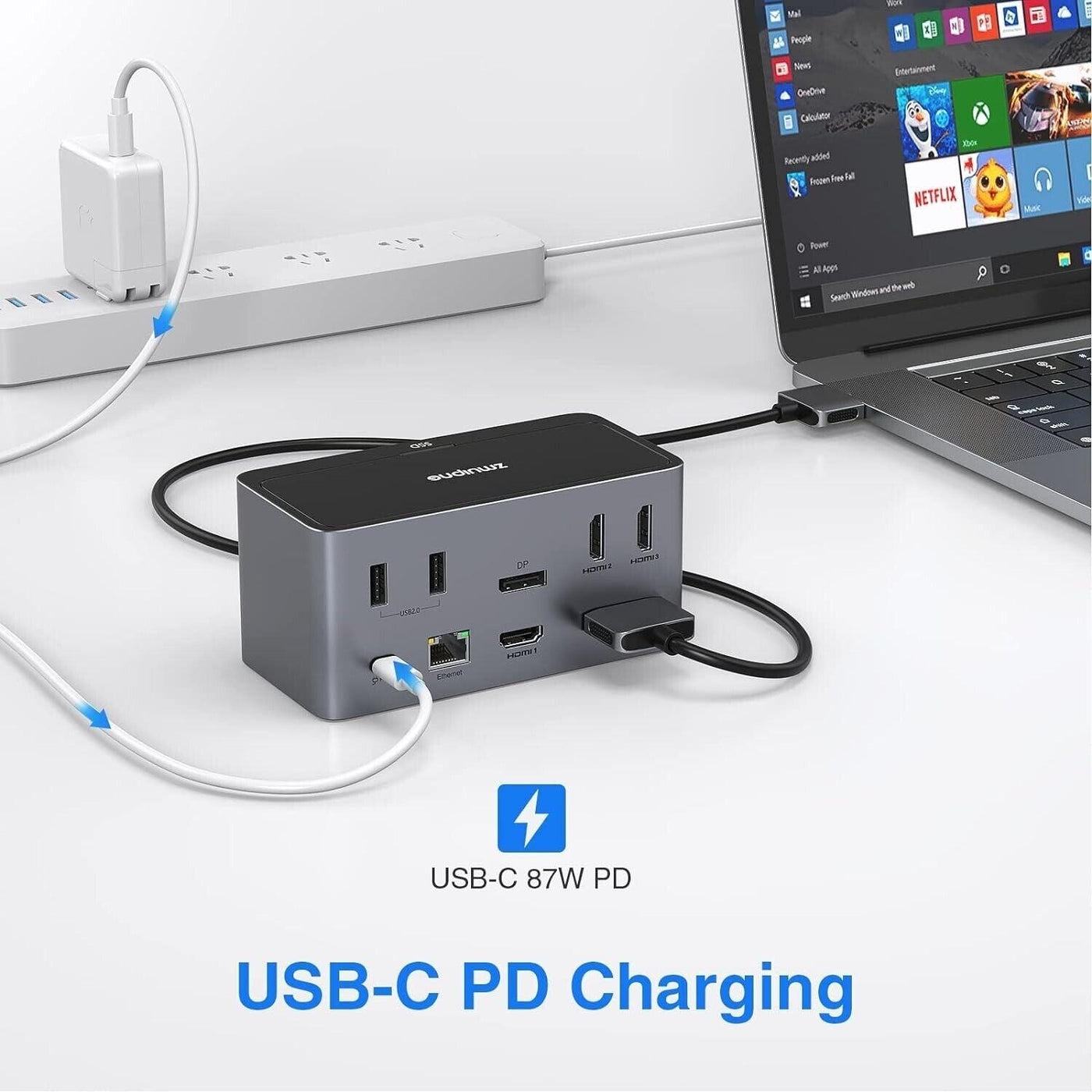 USB-C-Dockingstation, 18-in-1-Dockingstation für vier Displays mit SSD-Gehäuse,