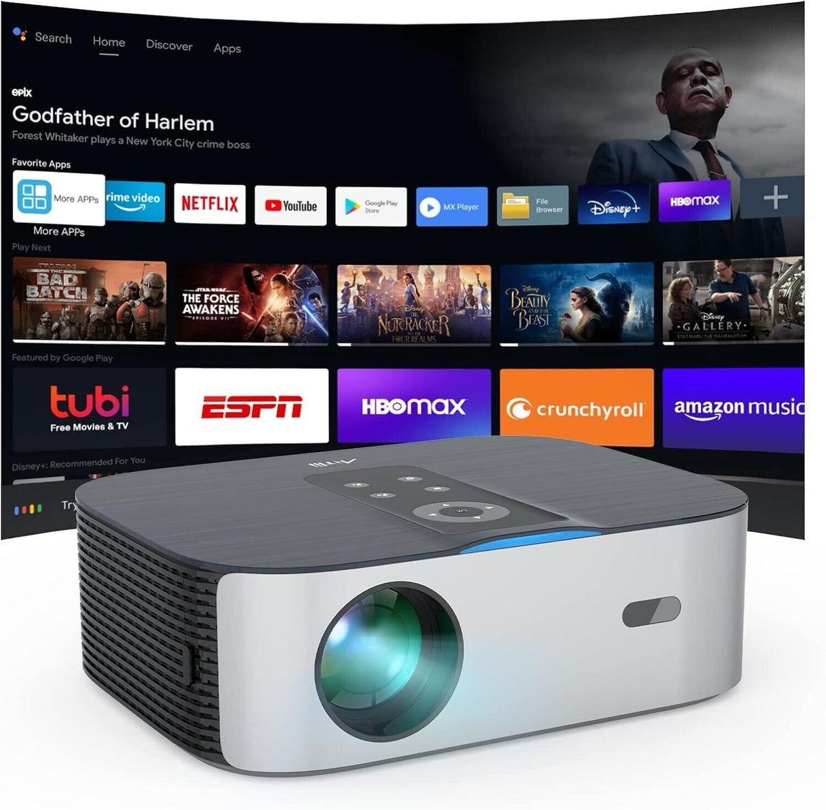 Artlii Play4 Beamer 400 ANSI Android TV Natives 1080P Netflix 4K-Beamer WiFi