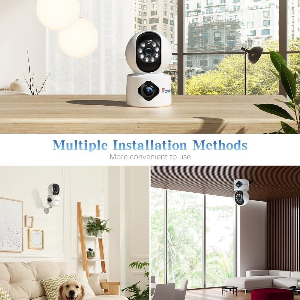 Ctronics 740C Überwachungskamera Innen mit Dual-Objektiv 360° PTZ Dual Kamera