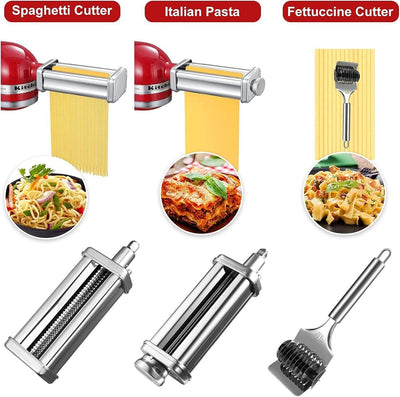 Pasta Maker Aufsatz-Set für KitchenAid, inklusive Nudelgitterrolle, Spaghetti...