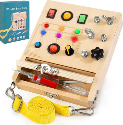 Holzspielzeug mit LED-Licht, Schraubendreher Kleinkind Real Tools Set