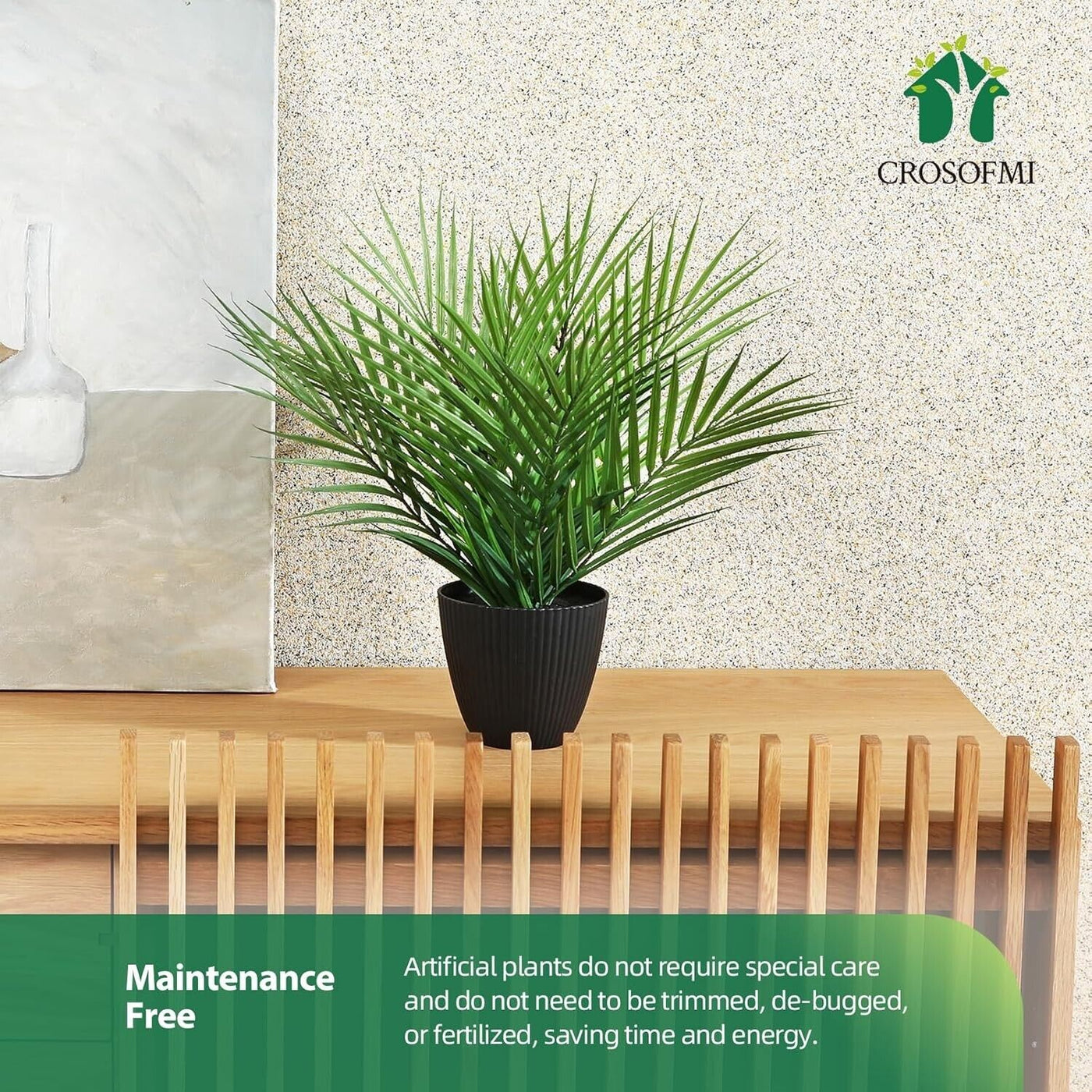 CROSOFMI Kunstpflanze 35 cm Mini Künstliche Pflanze Areca Palme Kunstpflanzen 2x