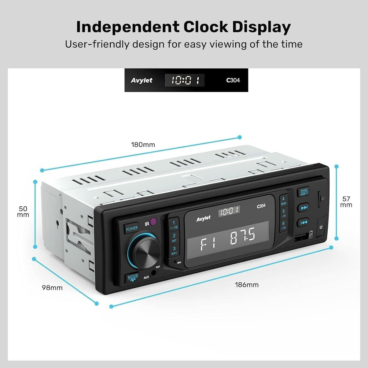 Autoradio Bluetooth 5.0,Avylet RDS/FM/AM/7 Farben 1 Din Autoradio mit Freisprech