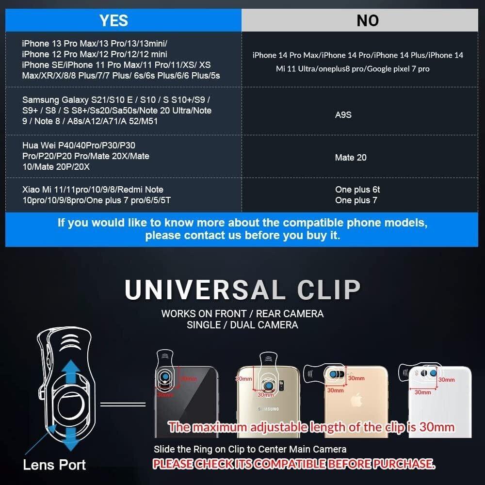 Kameraobjektiv-Set, 18x Monokular-Teleskop, 0,63x Weitwinkel, 15x Makroobjektiv,