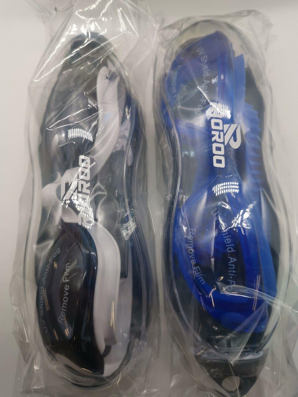 RIOROO 2x Schwimmbrille für Herren & Damen mit Breiten Gläsern, UV 1xBlau 1xWeiß