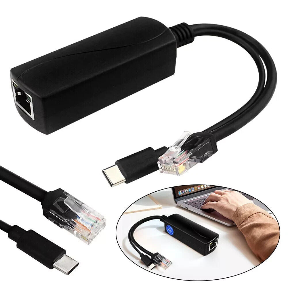 PoE Splitter Type C 5V/4A Adaptive 10/100/1000Mbps PoE Splitter USB TYPE C 5V F1