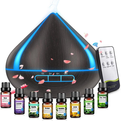 500 ml Diffusor für ätherische Öle mit 8 Ölen, Aromatherapie-Diffusor mit Fernbe