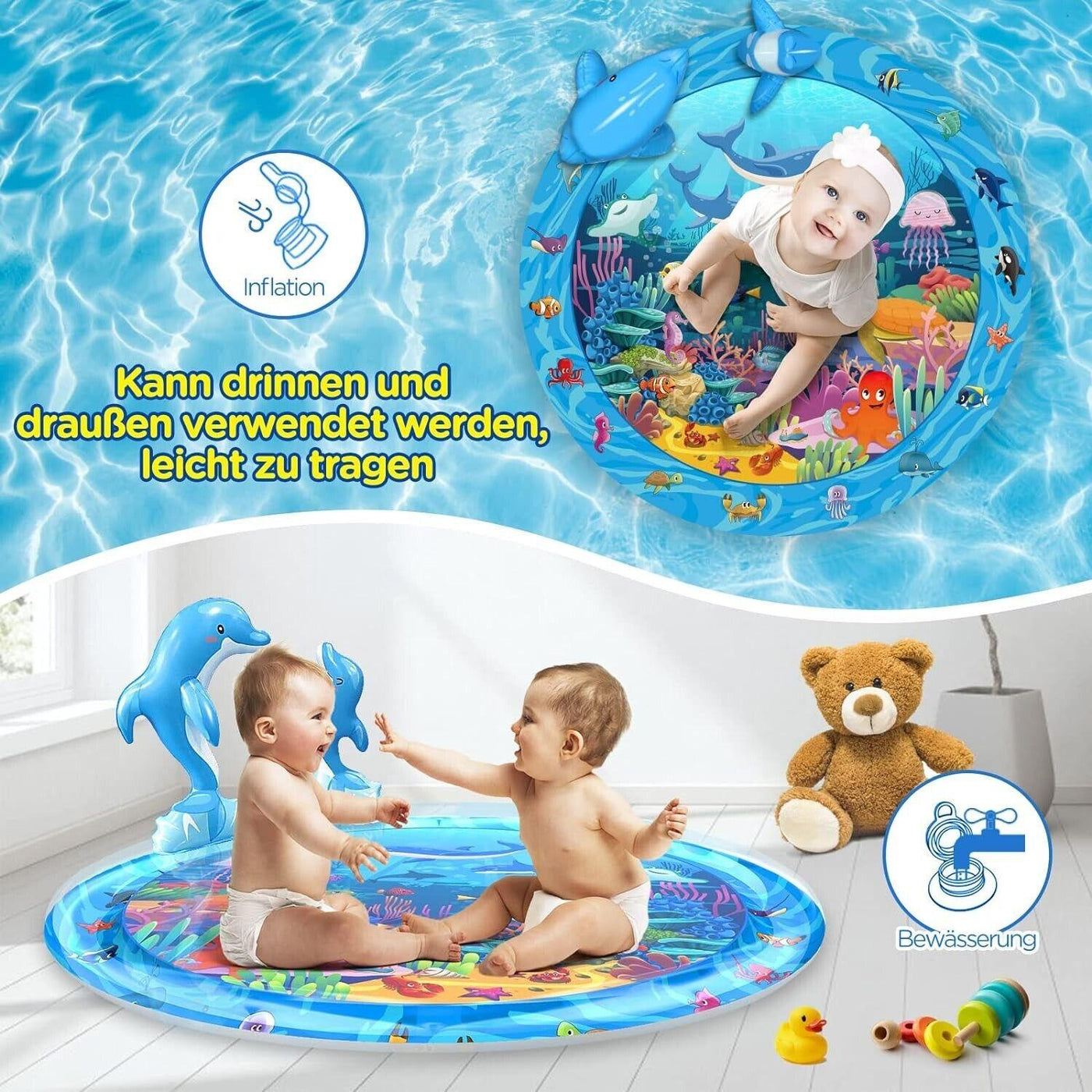 Dusor - Wassermatte Baby, Baby Spielzeug 3 6 9 Monate, Spielmatte Baby