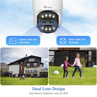 Ctronics 760c - 6-fach Hybrid-Zoom-Überwachungskamera für den Außenbereich(E1)