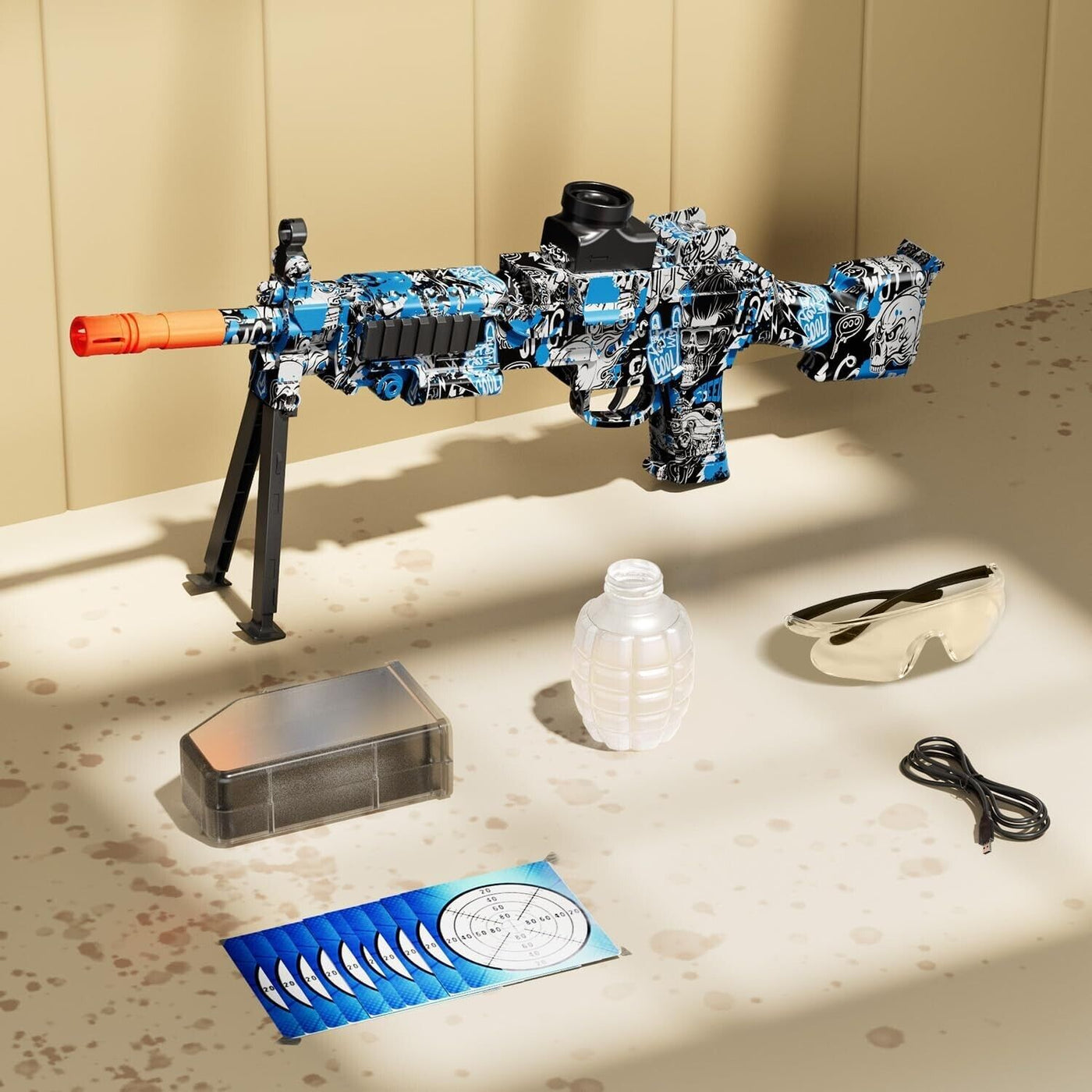 VAAGHANM Gel Ball Blaster, Taktische Lichter & Schutzbrille, Elektrisch - Orbeez