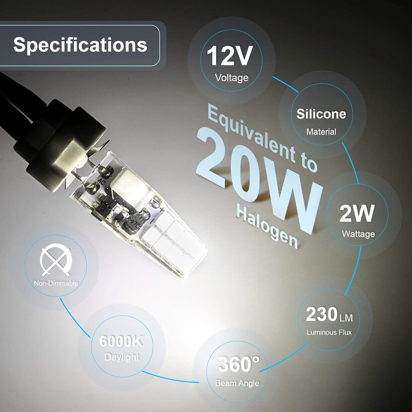 DiCUNO G4 LED Lampe 2W ersetzt für 20W Halogenbirne, Kaltweiß 6000K,
