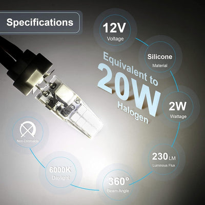 DiCUNO G4 LED Lampe 2W ersetzt für 20W Halogenbirne, Kaltweiß 6000K,