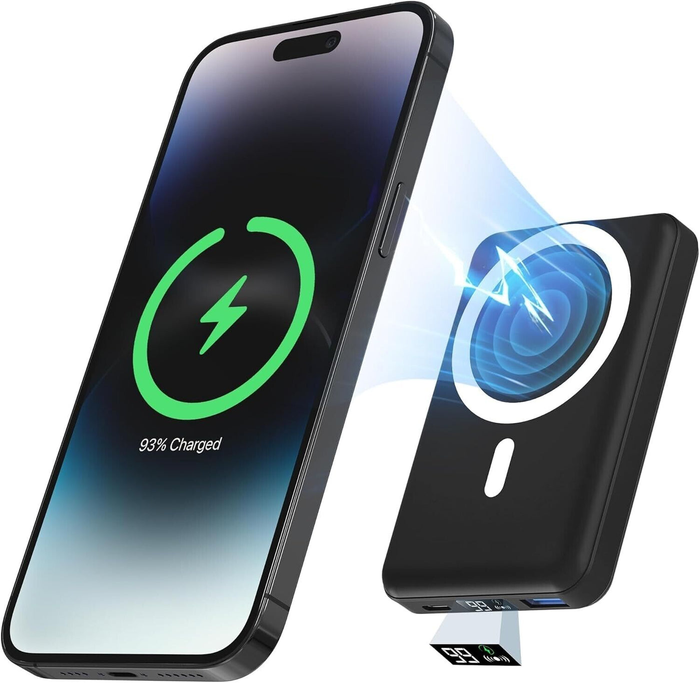 Podoru for Magsafe powerbank 10000mAh,Magnetische Power Bank mit Typ-C Kabel LED