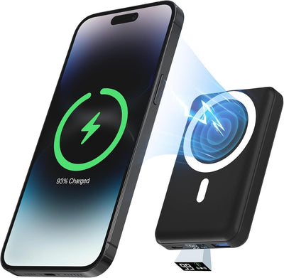 Podoru for Magsafe powerbank 10000mAh,Magnetische Power Bank mit Typ-C Kabel LED
