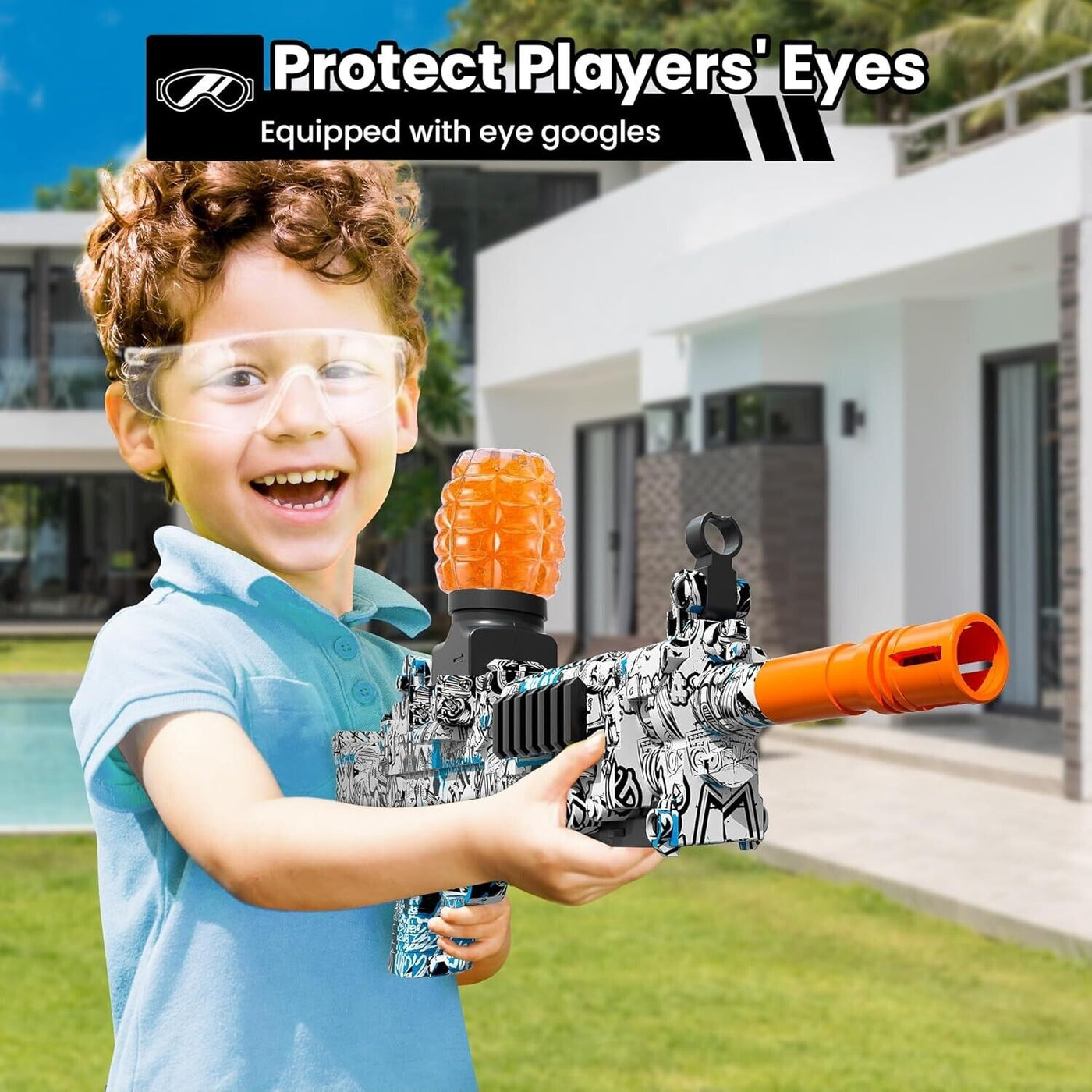 VAAGHANM Gel Ball Blaster, Taktische Lichter & Schutzbrille, Elektrisch - Orbeez
