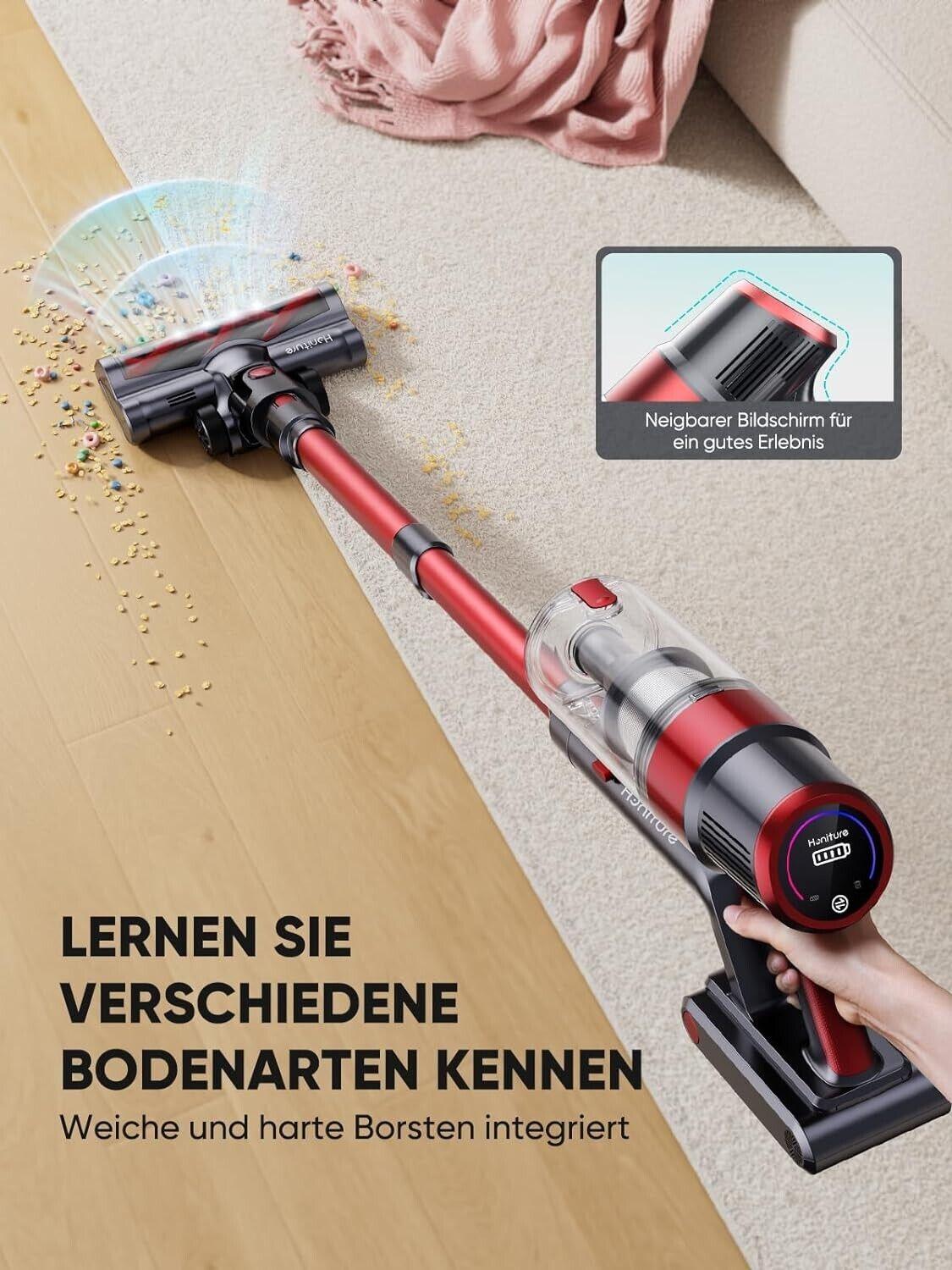 HONITURE Akku-Staubsauger S13 Pro 38000Pa/450W, kabelloser Staubsauger, 55 Min.