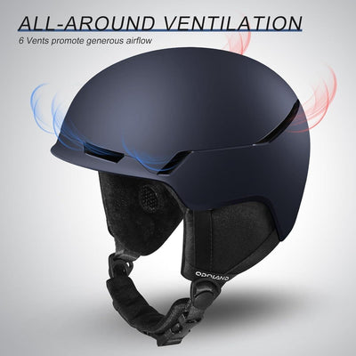 Odoland Skihelm Snowboardhelm für Damen/Herren/Jugend Optimaler Schutz (Schwarz)