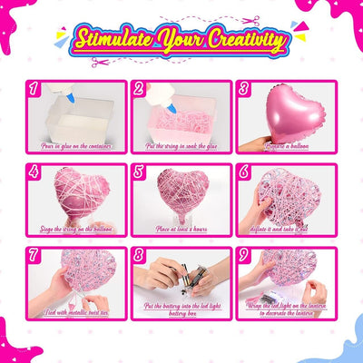 EUCOCO Geschenke Mädchen 3D String Art Kit Kinder Bastelset Laterne 6-14 Jahre