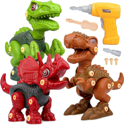 Starpony 3 Dinosaurier-Spielzeuge DIY STEM-Bauspielzeug-Set Kinder Bohrmaschine