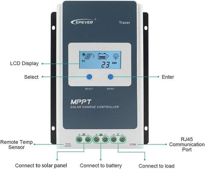 MPPT Solarladeregler, Solarregler 10 A/20 A/30 A/40 A MPPT-System mit LCD-Displa