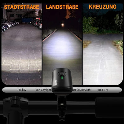 Deilin Fahrradlicht Set USB Aufladbar, IPX5 Wasserdicht Fahrradlicht