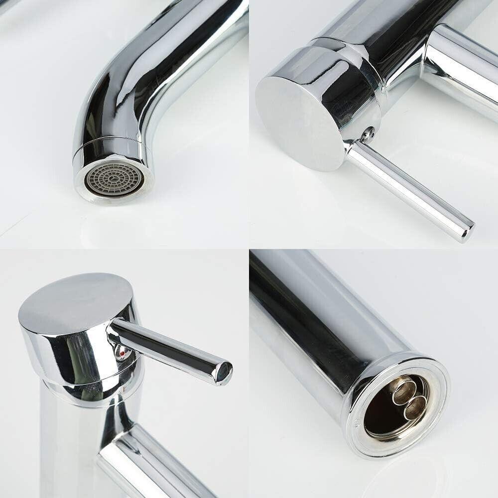 GAVAER Wasserhahn Badezimmer Wasserhahn Waschbecken Waschtischarmatur silber