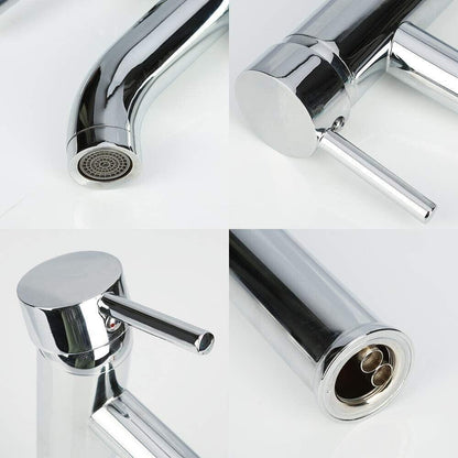 GAVAER Wasserhahn Badezimmer Wasserhahn Waschbecken Waschtischarmatur silber