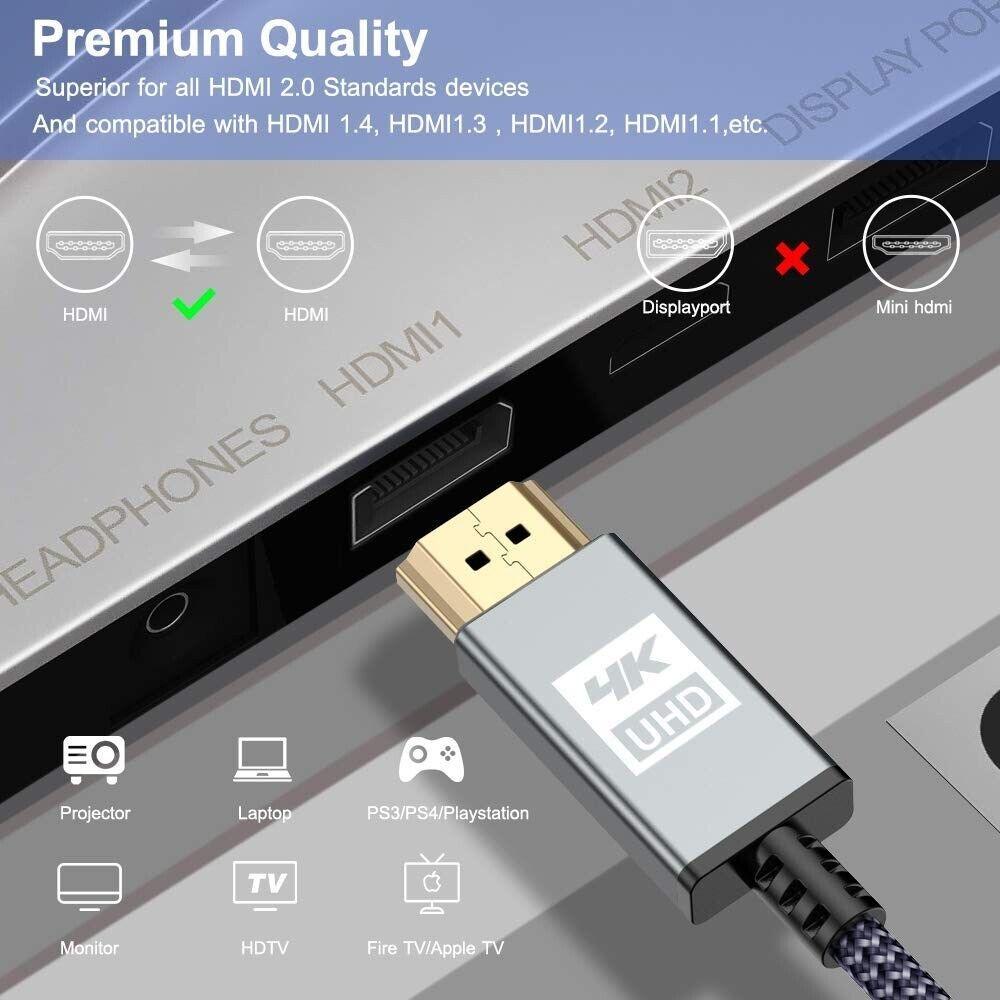 Compux - 4K HDMI Kabel 2Meter, HDMI Kabel 4K @ 60Hz 18Gbps Highspeed
