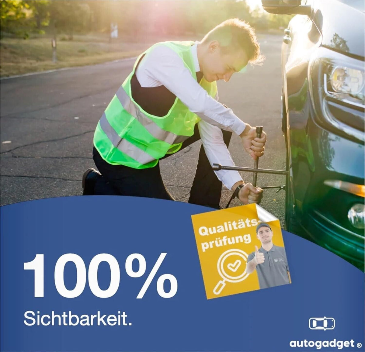 2X Warnwesten Auto gelb ISO20471 Sicherheitsweste - Pannenweste Unfallweste Pkw
