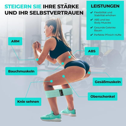 Aoozi - Lange Fitnessbänder aus Stoff, 3er-Set mit verschiedenen