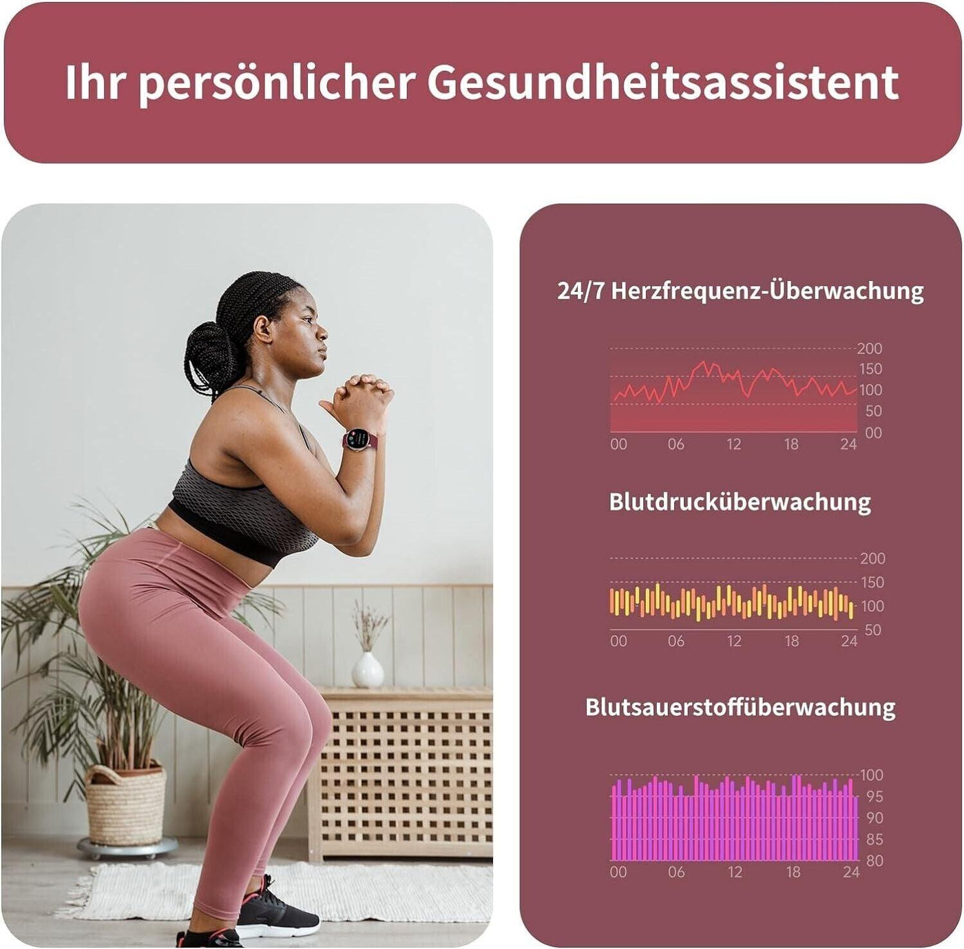 BingoFit Smartwatch Damen mit Telefonfunktion,1,43'' AMOLED Touchscreen Fitnessu
