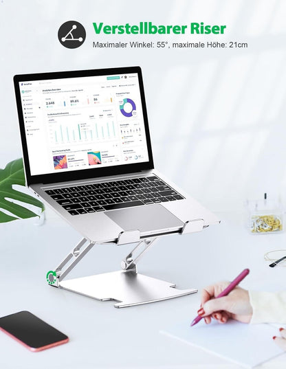 Glangeh Laptop Ständer Aluminium Robust, Belüfteter Ergonomisch Laptop Stand mit