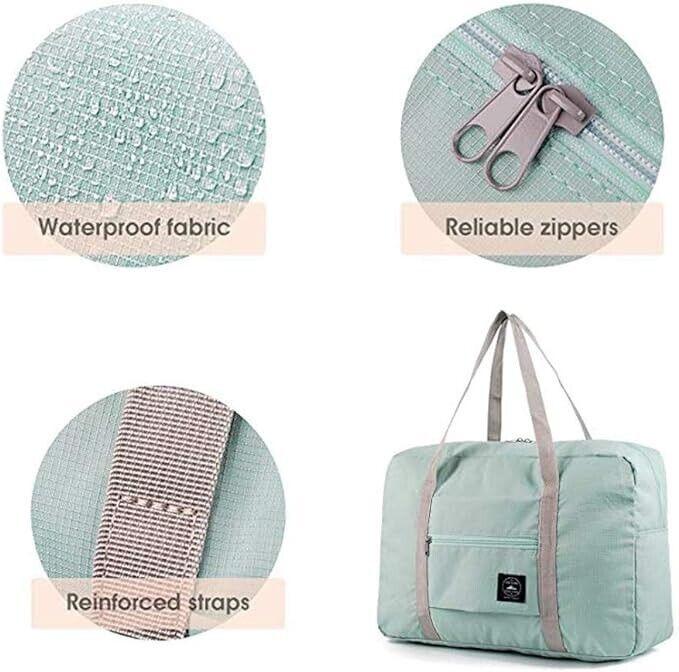 2er-Pack Sporttasche leichte faltbare Reisetasche Cabin Bag Handgepäck Blau Rosa