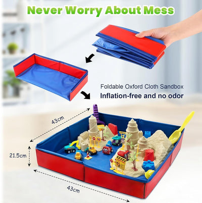 CROSOFMI Magic Sand Für Kinder Set Spielsand Faltbarer Sandkasten