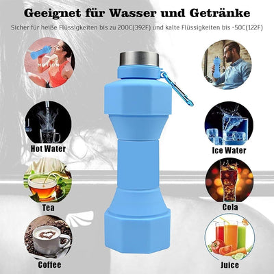 Jullfall Trinkflasche-Faltbare Trinkflasche 650ML Hantel Wasserflasche