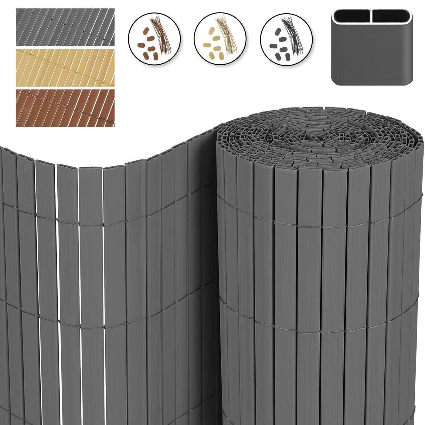 Sichtschutzzaun aus PVC - Grau 1m*3m/100cm*300cm Stabil, Modern Balkon, Garten..