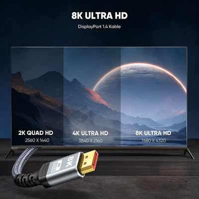 SNOWKIDS 3M DisplayPort Kabel 1.4 Displayport 1.4,8K@60Hz,4K@120Hz,2K@144Hz Über