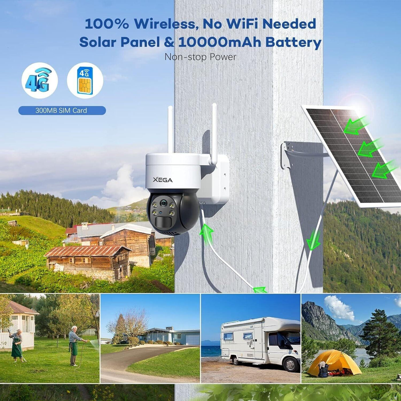 Xega XG03  3G4G berwachungskamera Aussen 2K HDSim Karte inkl
