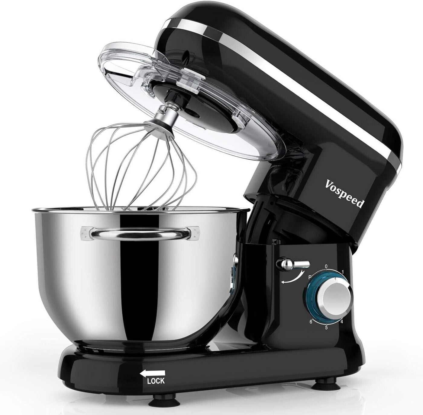 Vospeed Küchenmaschine Knetmaschine Backen, 1500W, 6,2l, 10 Geschwindigkeiten