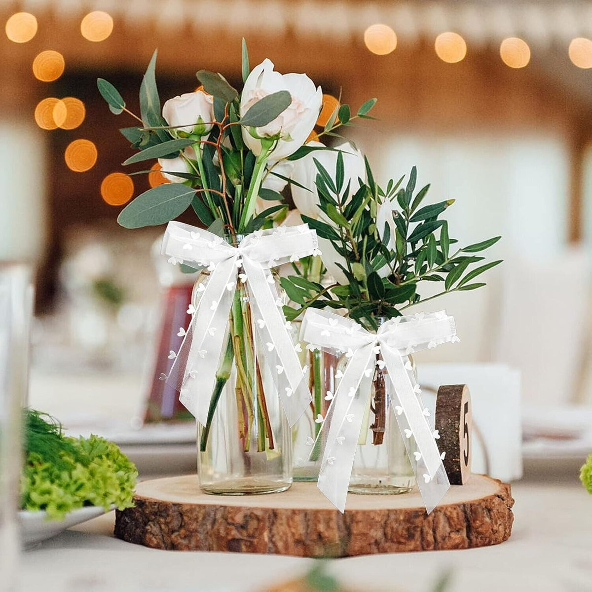 20 Stück Autoschleifen Antennenschleifen Weiß,Schleifen Hochzeit,Hochzeit Deko S