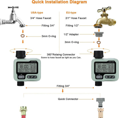Crosofmi Bewässerungs-Timer Garten-Rasen-Wasserhahn Sprinkler-Timer