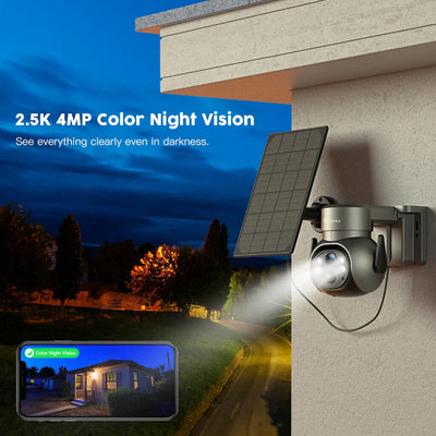 Ctronics 690C 2.5K 4MP Überwachungskamera Akku mit Solarpanel, 2560×1440P
